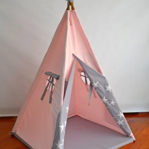 Teepee Rosado/gris estrellas